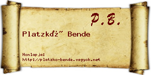 Platzkó Bende névjegykártya